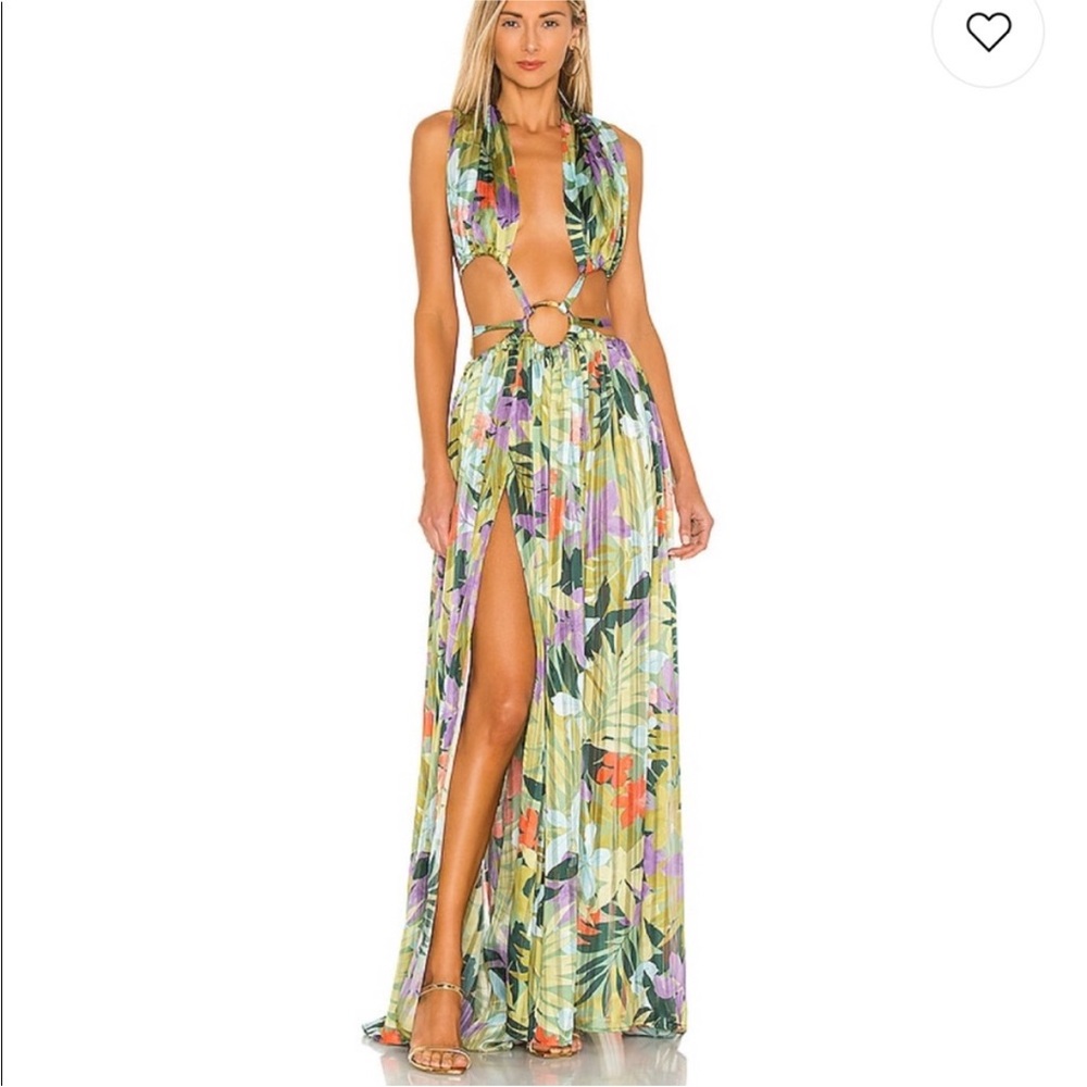 bronx and bronco beautiful green and floral dress
